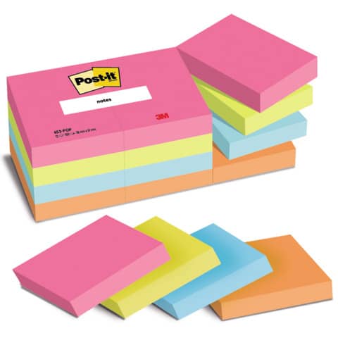 Foglietti Post-it® Popmistic - conf. 12 blocchetti da 100 ff - 38x51 mm - 653-pop